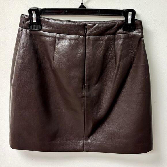 Wilfred Faux Leather High Waisted Pencil Mini Skirt Dark Brown Women's Size 4 - Picture 1 of 3